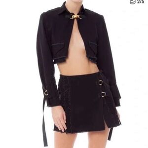 Are You Am I Cropped Jacket With Gold Hardware